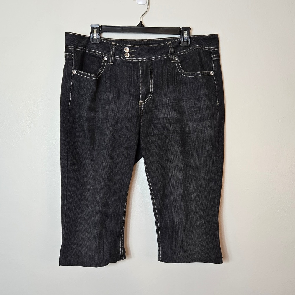 Royalty by YMI Womens Size 16‎ Dark Wash Rhinestone Jeans ALTERED WP513084